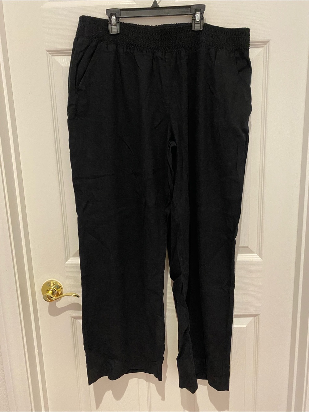 Black Women’s Elastic Waist Casual Linen/Rayon Pants